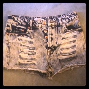 Refuge Ripped & Distressed Acid Wash Shorts!
